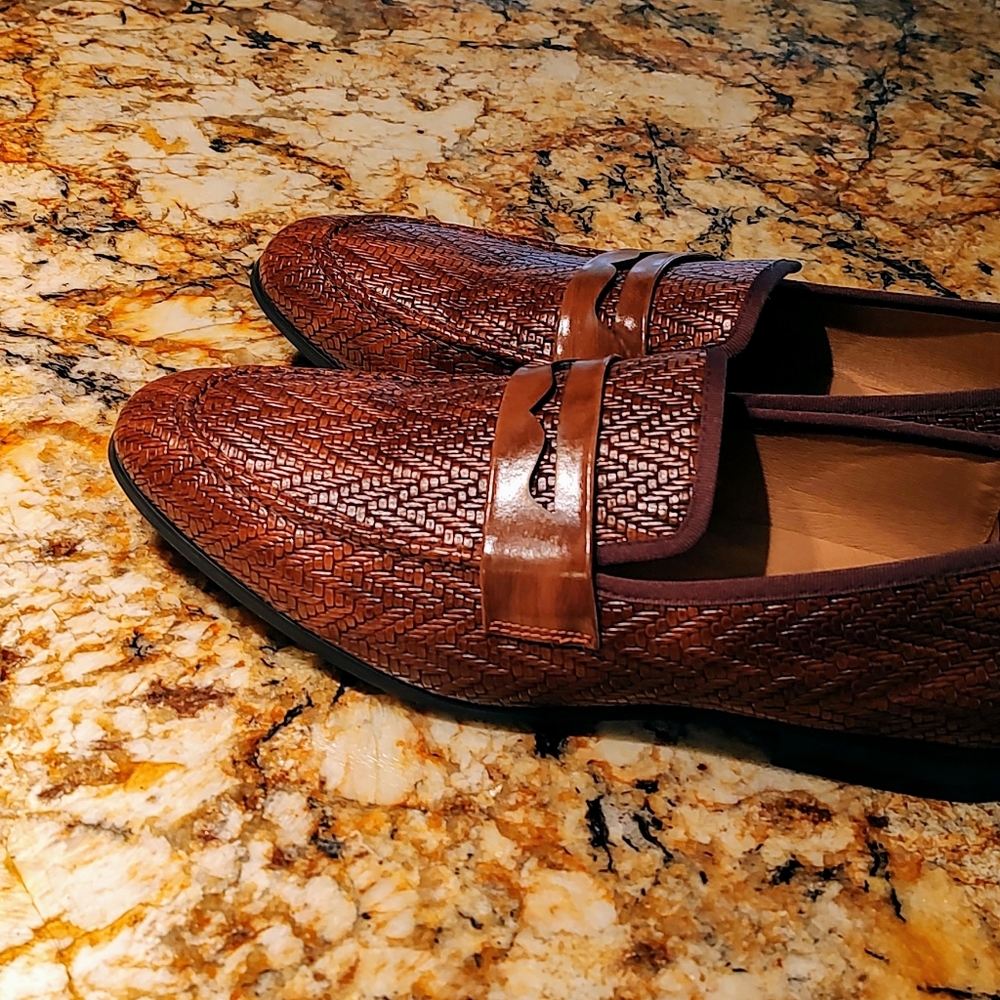 Men's Meijiana brown weave design loafers, size 12 preowned, very good condition - Picture 15 of 15